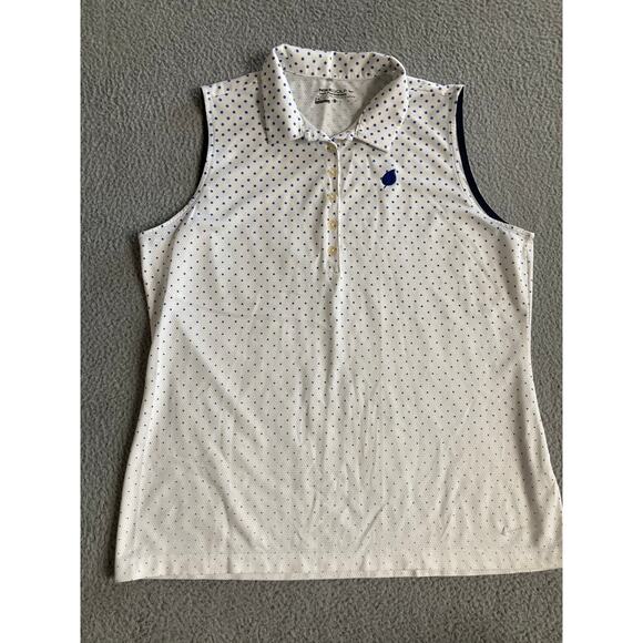 Nike Golf Tank Top XL Dri Fit Sleeveless Polo Shirt Polka Dot White Athletic - Picture 1 of 16